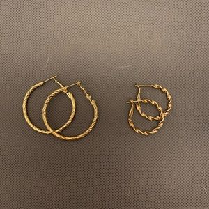 Medium and small gold hoops